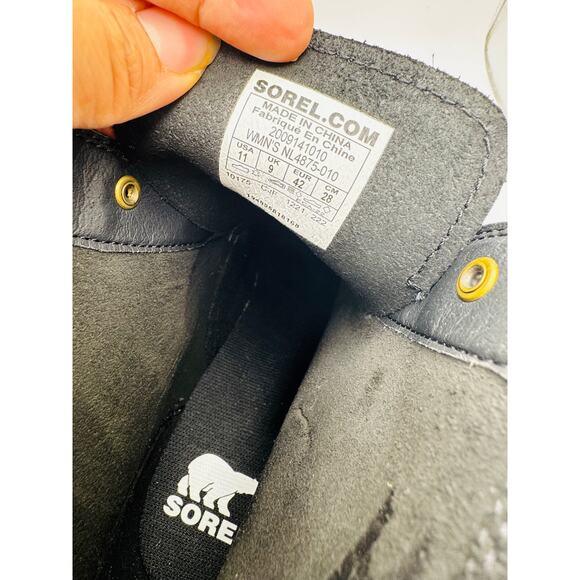 SOREL Hi-Line Black Waterproof Hiking Leather Blend Lace-Up Boot Women size 11 - Picture 5 of 8